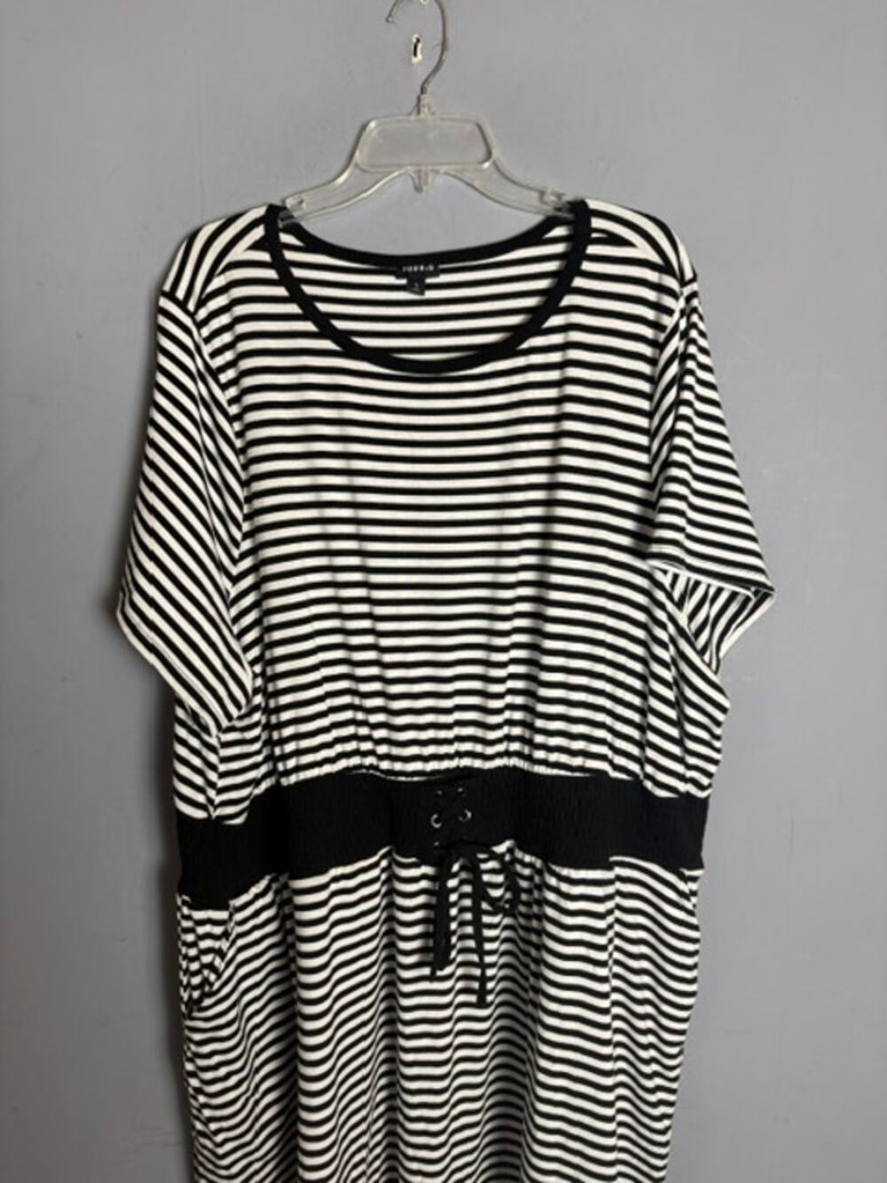 Torrid Womens Black White Striped Drawstring Waist Dress Size 5 5X